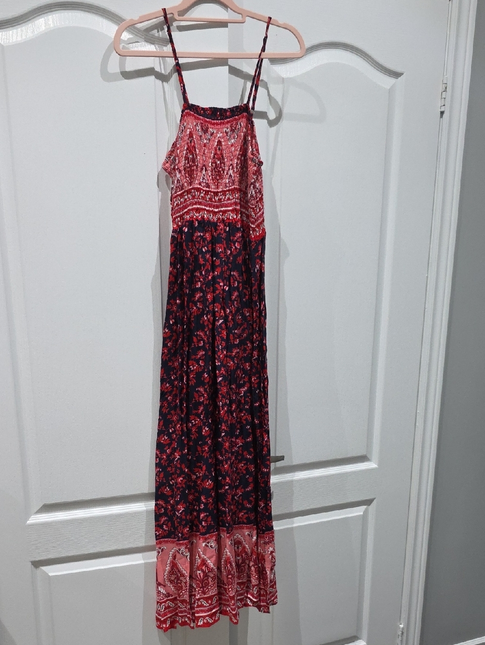 Greathe Floral Maxi Dress in Red and Navy
